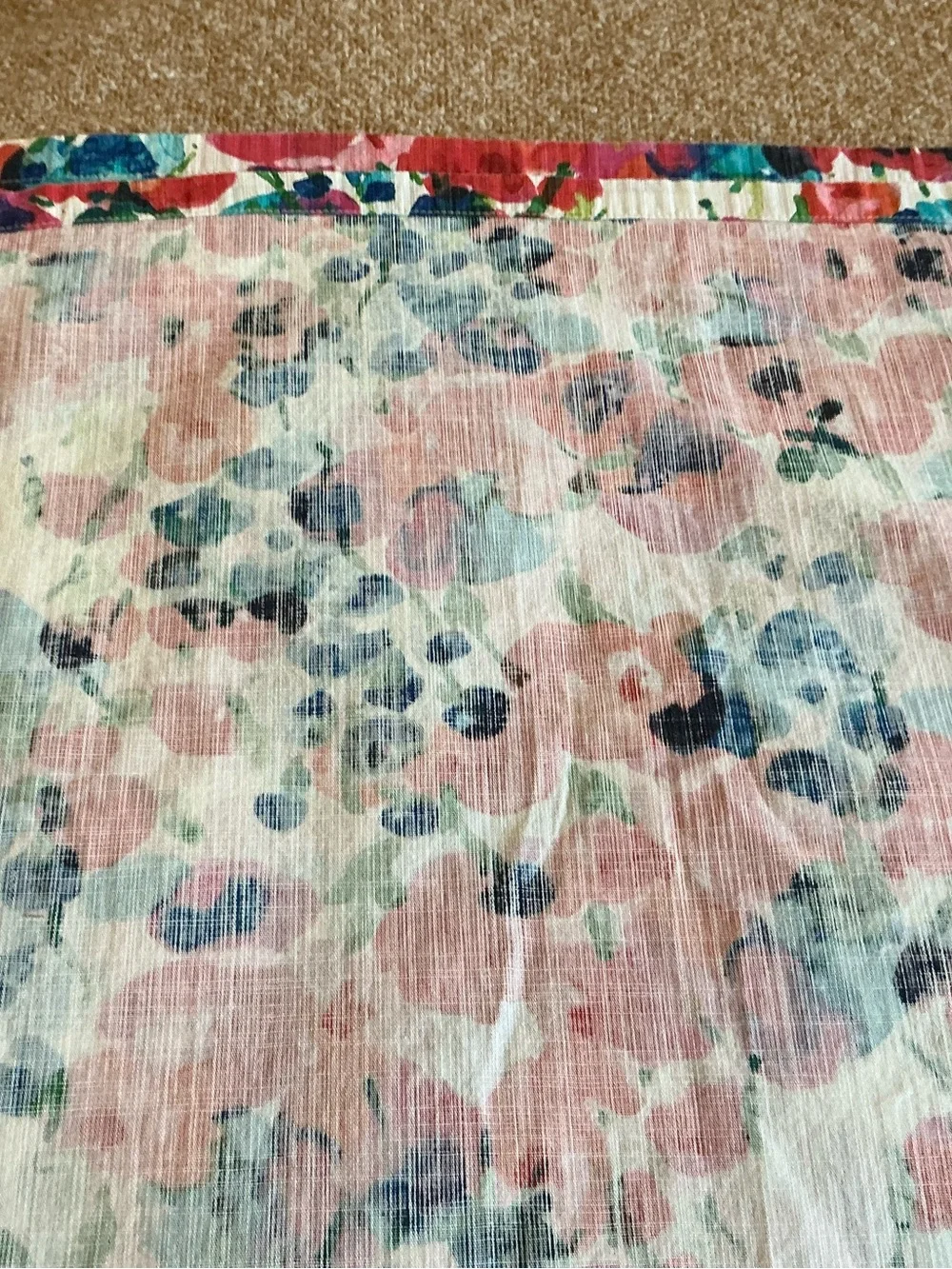 Kate Spade New York Large Floral Fabric Tablecloth 100% Cotton Rectangle 60x80